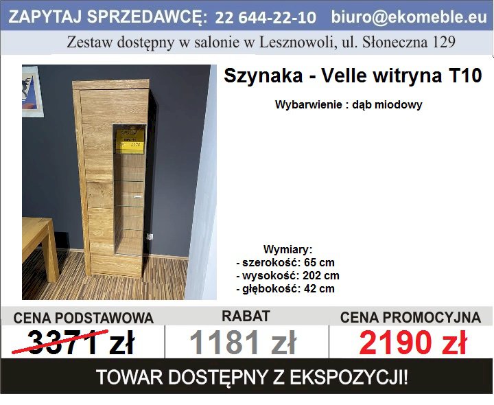 Witryna pojedyncza Szynaka Velle T10