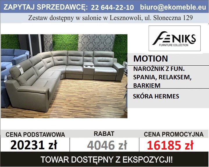 FENIKS - MOTION - NAROŻNIK Z FUN. SPANIA, RELAKSEM, BARKIEM