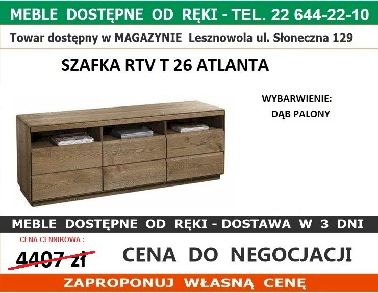 ATLANTA T26 SZAFKA RTV DĄB PALONY