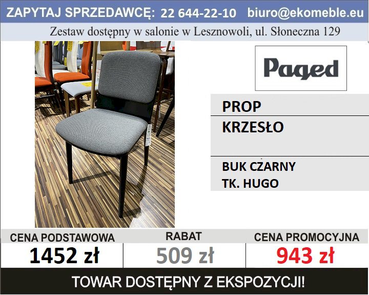Paged - Prop krzesło , buk czarny, tk. Hugo 
