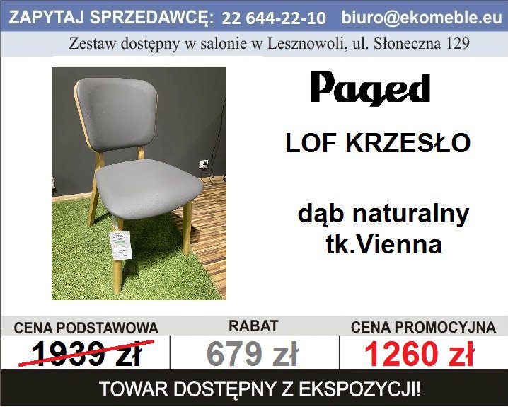 Paged - Lof krzesło , dąb naturalny, tk.Vienna