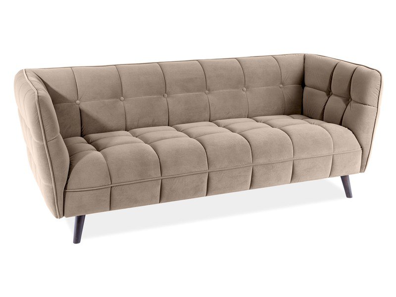 SOFA CASTELLO 3 VELVET C. BEŻ BLUVEL 40 / WENGE