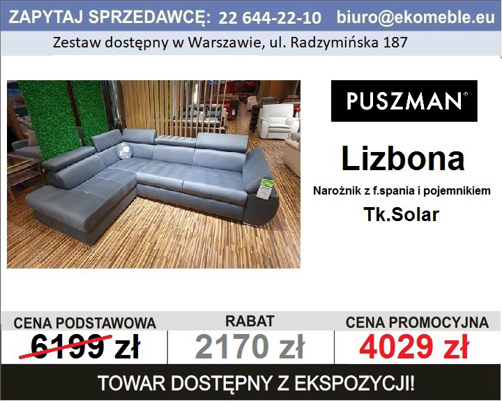 Puszman - Lizbona, narożnik z f.spania i pojemnikiem