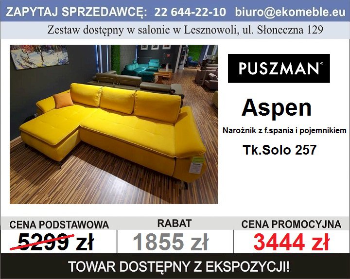Puszman - Aspen, narożnik z f.spania i pojemnikiem