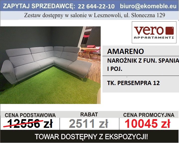 VERO - AMARENO - NAROŻNIK Z FUN. SPANIA I POJ., TK. PERSEMPRA 12
