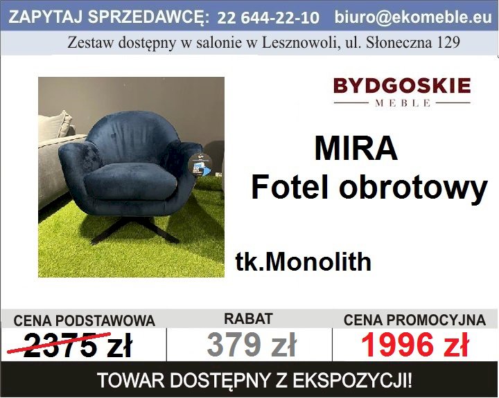 BYDGOSKIE MEBLE  - MIRA - FOTEL OBROTOWY, TK. MONOLITH