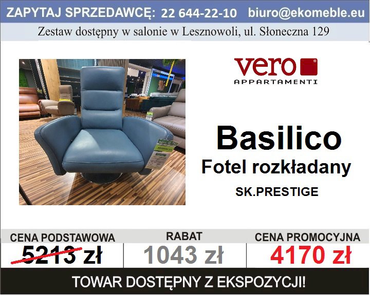 VERO - BASILICO - FOTEL Z FUN. RELAKS OBROTOWY + KIESZEŃ