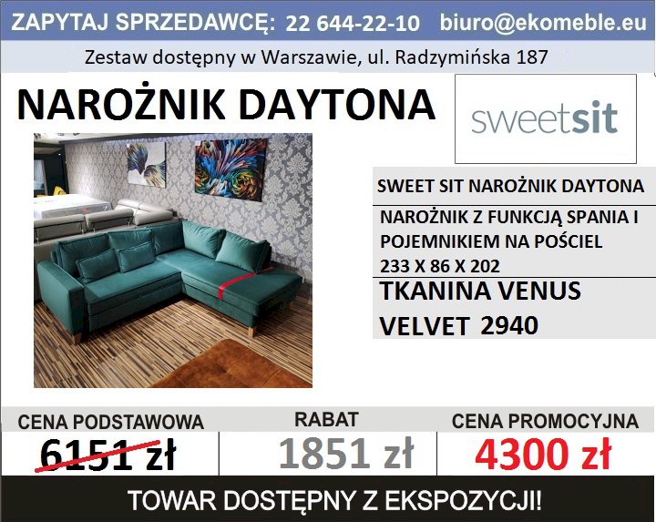 SWEET SIT - NAROŻNIK DAYTONA Z FUNKCJĄ SPANIA I POJEMNIKIEM