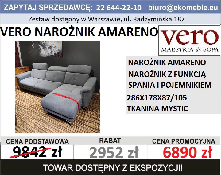 VERO - NAROŻNIK AMARENO Z FUNKCJĄ SPANIA I POJEMNIKIEM