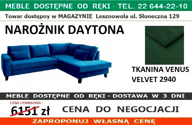 SWEET SIT - NAROŻNIK DAYTONA OTM(4)SL-2(120)QFPW TKANINA VENUS VELVET 2940