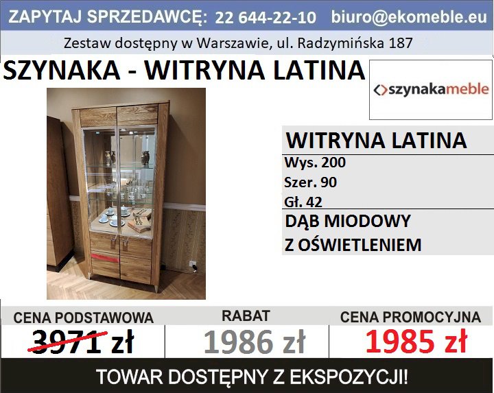 SZYNAKA MEBLE - WITRYNA LATINA 12 Z OŚWIETLENIEM