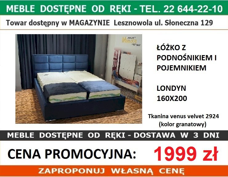 LONDYN ŁÓŻKO 160X200 VEN.VEL. 2924 GRANAT  Z POJEMNIKIEM NA POŚCIEL