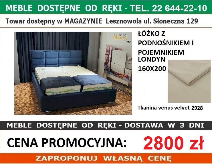 LONDYN ŁÓŻKO 160X200 VEN.VEL. 2928 Z POJEMNIKIEM NA POŚCIEL