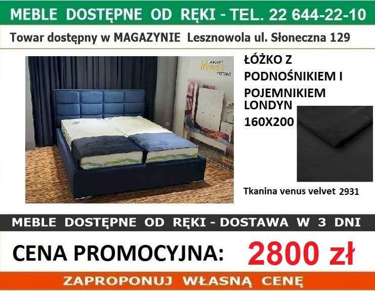 LONDYN ŁÓŻKO 160X200 VEN.VEL. 2931 Z POJEMNIKIEM NA POŚCIEL
