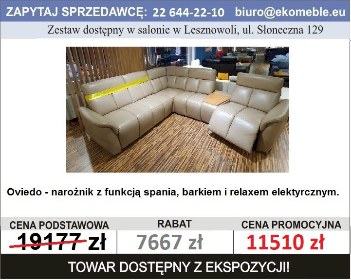 Oviedo - narożnik z funkcją spania, barkiem i relaxem elektrycznym. Oviedo - narożnik z funkcją spania, barkiem i relaxem elektrycznym.