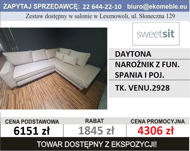 Sweet Sit- daytona narożnik 2(120)QFLW-OTM(4)SP z funkcją spania i pojemnikiem tk. ven.vel. 2928