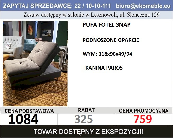 SWEET SIT - PUFA FOTEL SNAP, TK.PAROS