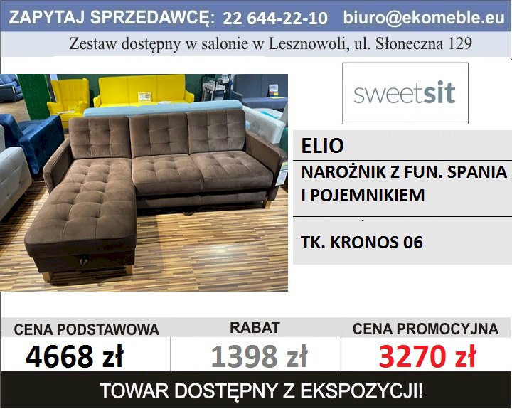 SWEET SIT - NAROŻNIK ELIO Z FUNKCJĄ SPANIA I POJEMNIKIEM, TK. KRONOS 06