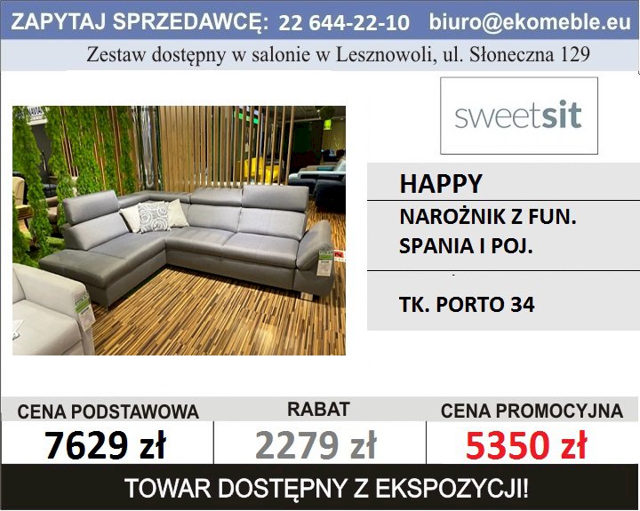 GALA COLLEZIONE - NAROŻNIK HAPPY Z FUNKCJĄ SPANIA I POJEMNIKIEM, TK. PORTO 34 