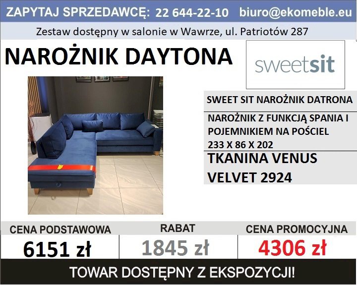 SWEET SIT - NAROŻNIK DAYTONA Z FUNKCJĄ SPANIA I POJEMNIKIEM