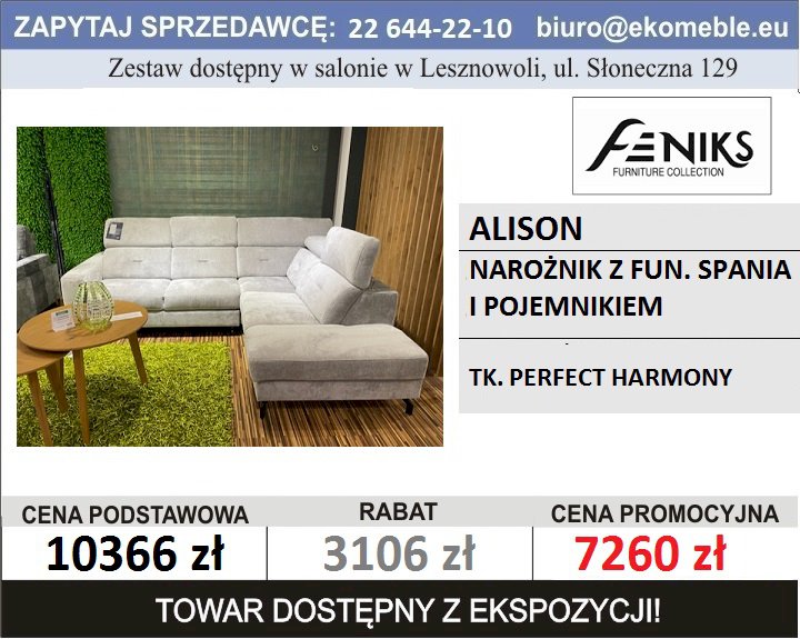 FENIKS - ALISON - NAROŻNIK Z FUN. SPANIA I POJEMNIKIEM, TK. PERFECT HARMONY