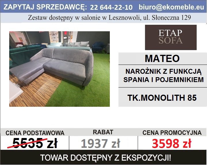 Mateo - narożnik z funkcją spania i pojemnikiem