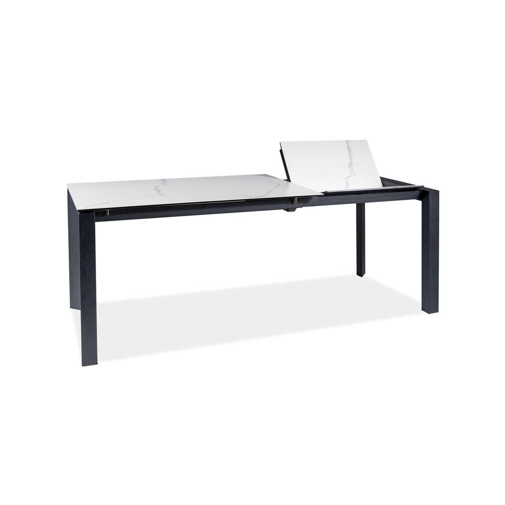 Stół metropol ceramic biały efekt marmuru/czarny mat 120(180)x80