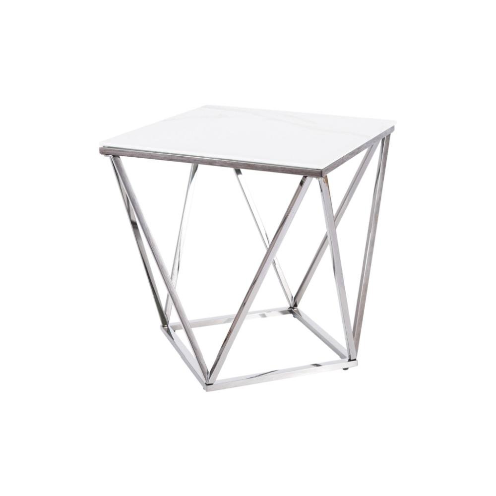 ława silver b ii biały efekt marmuru/stalowy 50x50