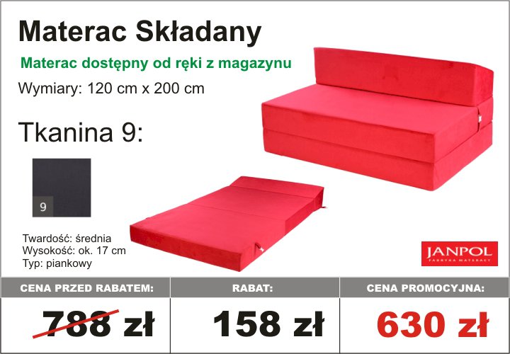 Janpol - Materac Składany 2-osobowy