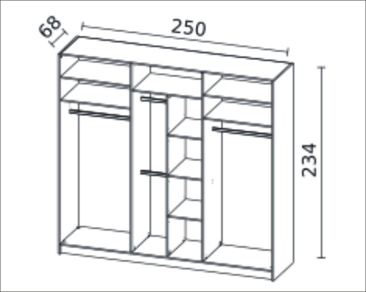 Stolwit - manhattan - szafa przesuwna 2,5 m z oświetleniem górnym