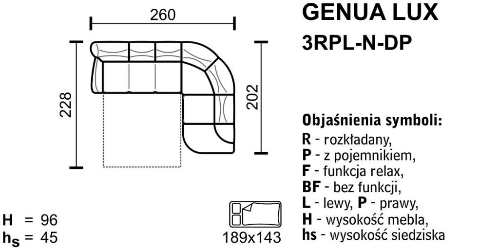 Genua lux - narożnik 3rpl - n - 1pp