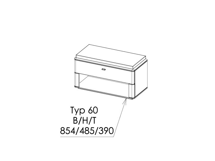 Dekort - Denver TYP 60 Ławka 1 szuflada + siedzisko