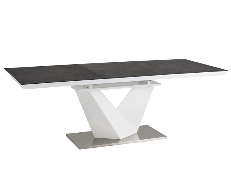 STÓŁ ALARAS II  CZARNY EFEKT KAMIENIA / BIAŁY LAKIER 120(180)X80