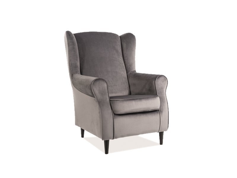 FOTEL BARON VELVET SZARY BLUVEL 14 / WENGE