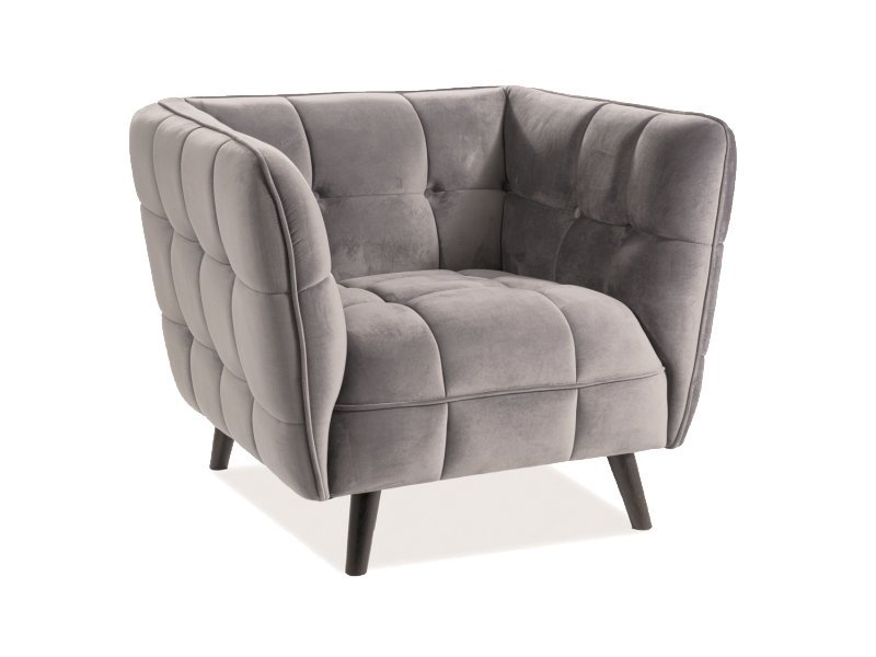 FOTEL CASTELLO 1 VELVET SZARY BLUVEL 14 / WENGE