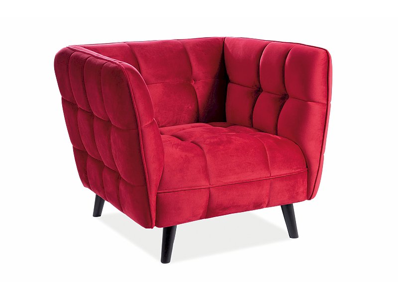 FOTEL CASTELLO 1 VELVET BORDOWY BLUVEL 59 / WENGE