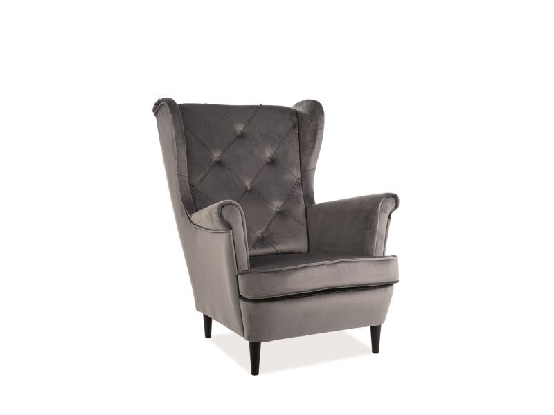 FOTEL LADY VELVET SZARY BLUVEL 14 / WENGE