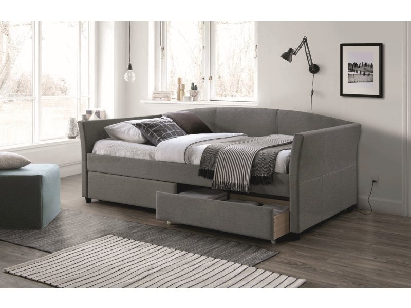 ŁÓŻKO LANTA 90X200 SZARY/CZARNY TAP. 54