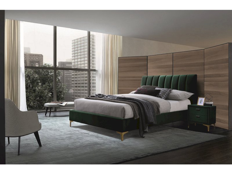 ŁÓŻKO MIRAGE VELVET 160X200 KOLOR ZIELONY/ZŁOTY TAP. 119