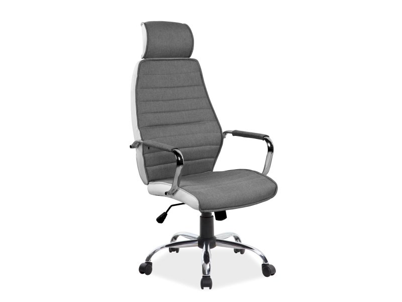 FOTEL OBROTOWY Q-035 SZARY/BIAŁY