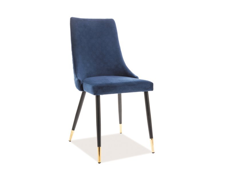 KRZESŁO PIANO VELVET CZARNY/ZŁOTY STELAŻ/GRANATOWY BLUVEL 86