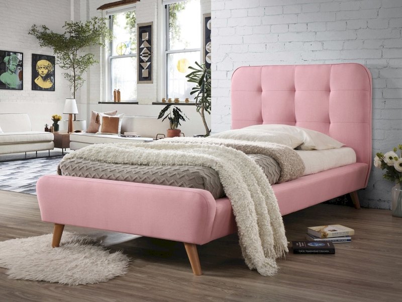 ŁÓŻKO TIFFANY 90X200 KOLOR RÓŻOWY/DĄB TAP. 58