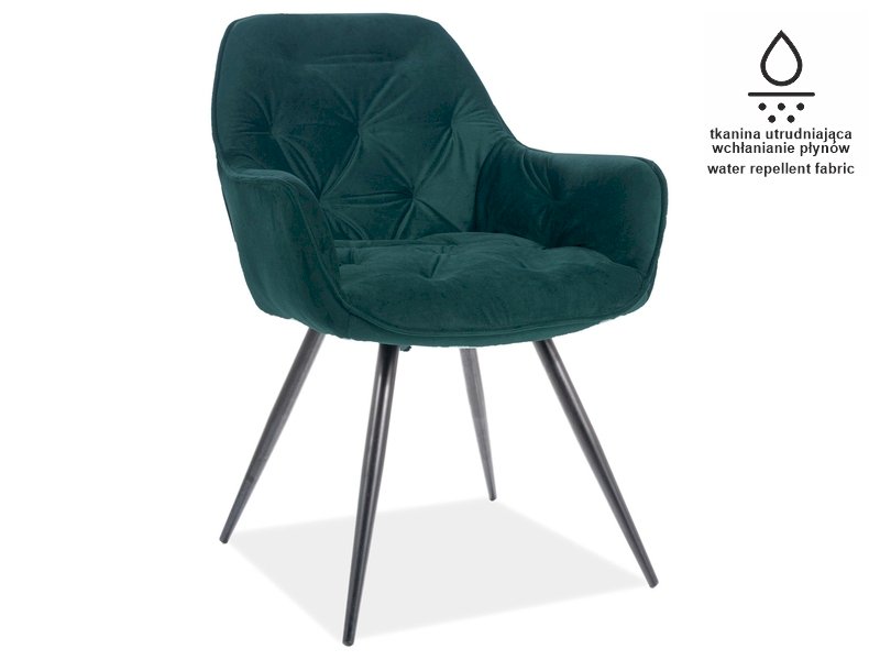 KRZESŁO CHERRY MATT VELVET 75 CZARNY STELAŻ / ZIELONY