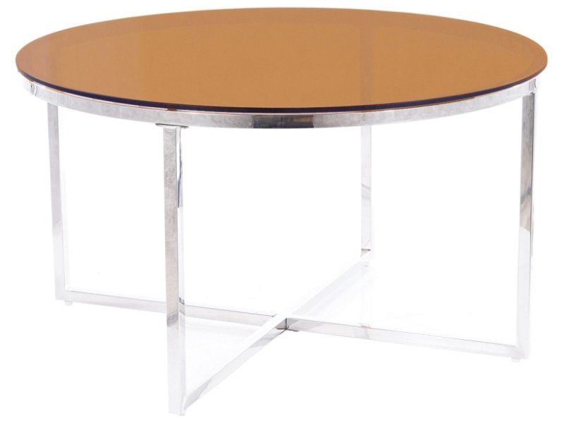 ŁAWA CRYSTAL A SZKŁO DYMIONE BURSZTYNOWE/SREBRNY FI 80