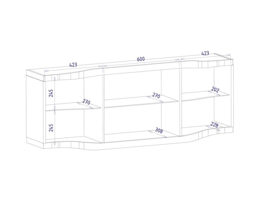 Mebin - diuna witryna wisząca 2ds z oświetleniem