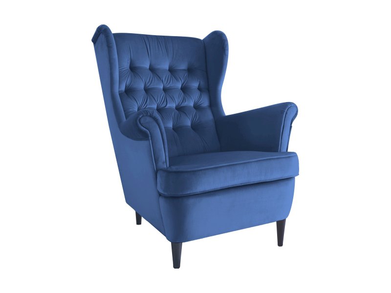 FOTEL HARRY VELVET GRANATOWY BLUVEL 86 / WENGE