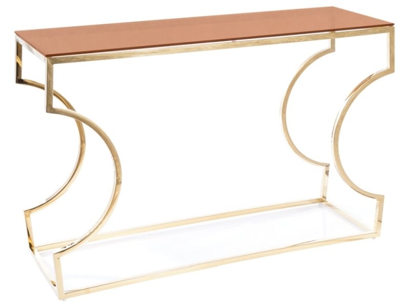 KONSOLKA KENZO C SZKŁO DYMIONE BURSZTYNOWE/ZŁOTY 120X40