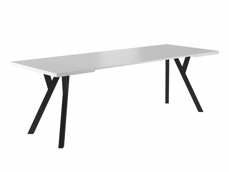 STÓŁ MERLIN BIAŁY MAT / CZARNY 90(240)X90