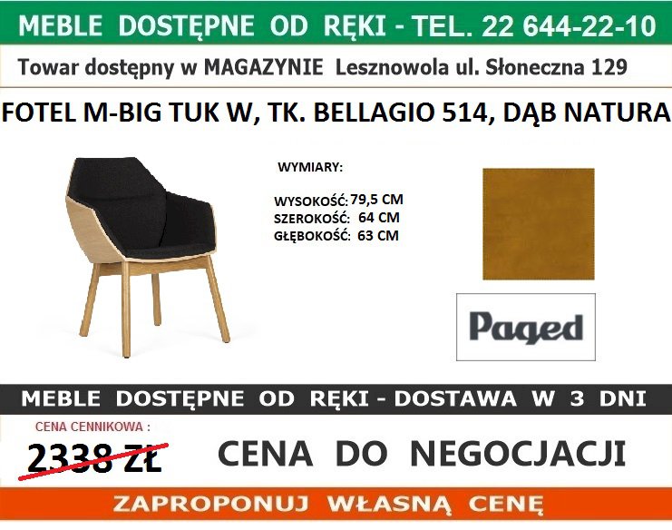 Paged - Fotel M-BIG TUK WW Bellagio 514 dąb natura