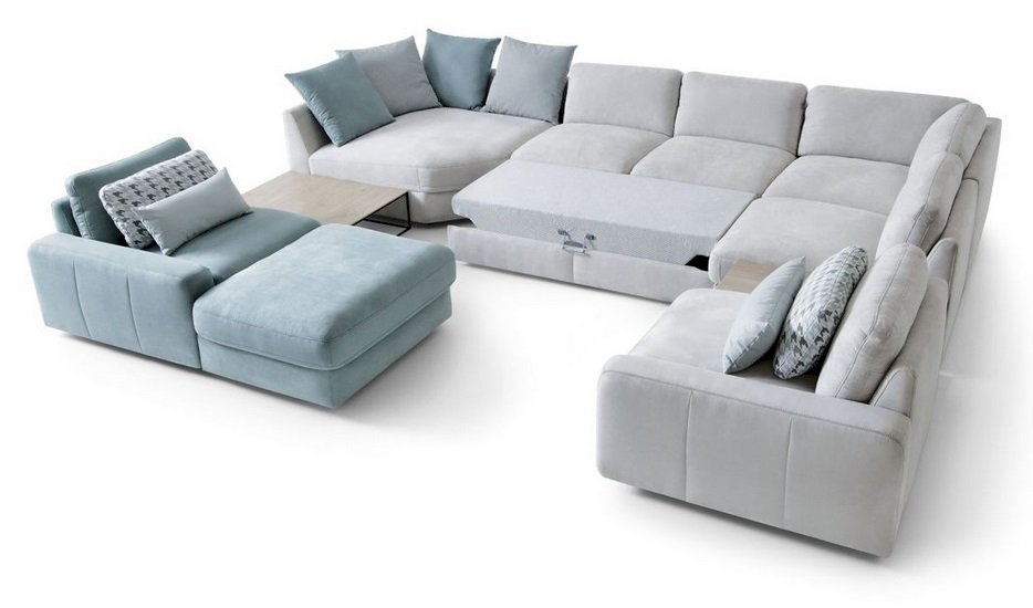 Gala - serena - duży narożnik z funkcją spania i dwoma stolikami